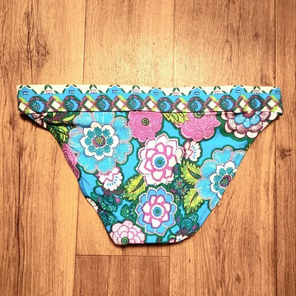Becca By Rebecca Virtue Floral Swimsuit Bikini Bottom Size L
